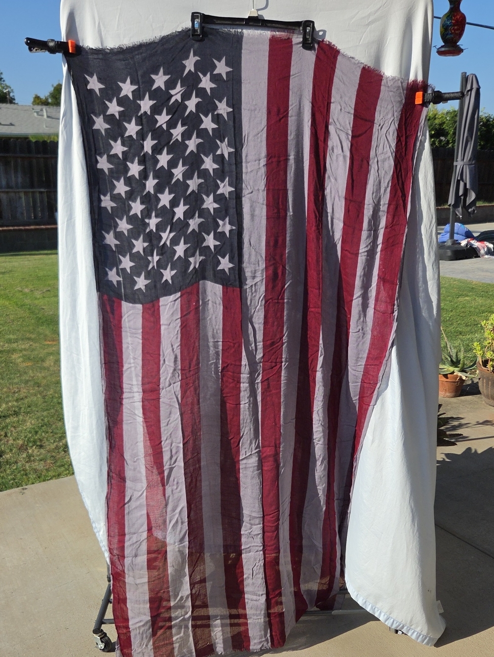 Phanuel Red, White & Blue American Flag Print Lightweight Oversized Scarf Wrap